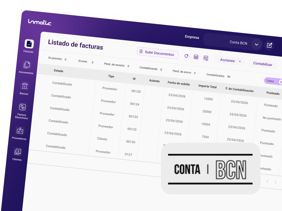 Dashboard Inmatic con Conta BCN
