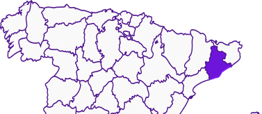 Mapa de Cataluña con Barcelona destacada